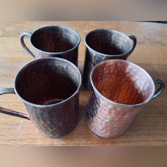 Solid Hammered Copper Mugs Set of 4 - Picture 2 of 3